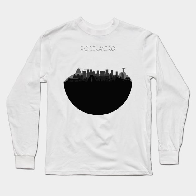 Rio de Janeiro Skyline Long Sleeve T-Shirt by inspirowl